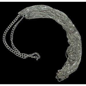 Glam Metal Multilayer Silver Tone Chain Necklace